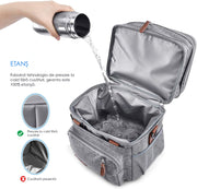 Geanta termoizolanta pranz 15L NextWave® – dublu compartiment stratificat, impermeabila si anti-scurgeri, material Oxford rezistent cu interior PEVA, pastreaza alimentele si bauturile reci sau calde, ideala pentru birou, picnic si calatorii, Gri