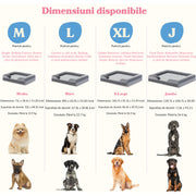 Pat Ortopedic Tip Canapea pentru Caini, Ultra Confortabile pentru Caini de Talie Foarte Mare, Pat Respirabil si Impermeabil pentru Animale, Spuma Tip Ou cu Suport Suplimentar pentru Cap si Gat, Husa Detasabila si Lavabila, Baza Antiderapanta, Marime Mediu