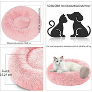 Pat Pentru Caini Sau Pisici NextWave®, pentru animale de companie, Rotund, Antiderapant, Confortabil Si Usor De Curatat, Universal, Diametru 40 Cm, Roz