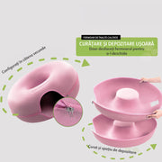 Pat pentru pisici si animale mici NextWave®, Culcus cu fereastra ventilata, design tunel detasabil, rezistent la zgarieturi, 60 x 28 cm, roz