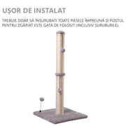 Ansamblu de joaca pentru pisici, NextWave, stalp zgariat sisal, 2 bile suspendate, gri, 85cm