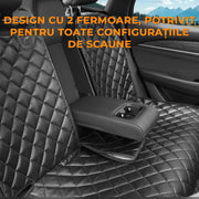 Husa scaune auto protectie si transport animale NextWave®️, universala, taxi, ride sharing, caini, pisici ofera protectie bancheta spate, antialunecare, impermeabila, Piele PU, 133cm, neagra
