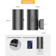 Set 2 Lampi de Noapte LED NextWave®, Senzor zi-noapte, Lampa Fara fir, Usor de instalat, Pentru dressing, dulap de bucatarie, baie si scari, Lumina Calda 3000K, Intensitate Reglabila 0-100lm, 1W, 8.8cm x 4.8cm, Negru