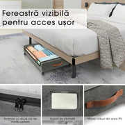 Set de 2 Organizatoare sub pat cu roti NextWave®️, capacitate mare, organizarea pantofilor, hainelor si paturilor, mobilitate si depozitare usoara, design inteligent, 73 x 43 x 17 cm, gri