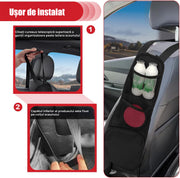 Set 2 huse laterale depozitare auto NextWave®️, organizatoare cu plasa si buzunare multiple pentru accesorii, montaj universal pe scaune, prindere elastica rezistenta, material durabil, dimensiuni 58,2×14×7,9 cm