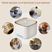 Dispenser apa automata fantana pentru pisici si caini NextWave®, cu purificare si filtrare prin carbune activ, ultra-silentioasa, Capacitate 3L, USB, Auriu