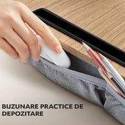 Masa Portabila NextWave® pentru Laptop cu Perna Ergonomica, Suport Telefon, Spatiu pentru Mouse, Suprafata Antiderapanta, Design Compact si Confortabil pentru Acasa, Birou sau Calatorii, Compatibila pana la 17,3”