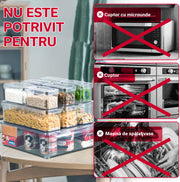 Set 10 organizatoare alimentare NextWave® pentru frigider – cutii cu capace suprapozabile, transparente, BPA Free, ideale pentru fructe, legume, branzeturi, carne, snacks si alimente uscate – solutie practica pentru organizare si pastrarea prospetimii