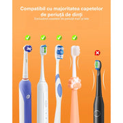 Sterilizator UV Portabil pentru 2 Periute de Dinti BeGenius ®, Suport Periute Dinti Inteligent cu Functie de Uscare, Senzor Deschidere-Inchidere automata, Montaj facil fara gauri, Eficienta Dezinfectare 99.99%, Dezinfectare Continua 24/7, Display HD, Alb