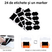 Set 7 cutii depozitare alimente NextWave® – plastic alimentar transparent fara BPA, inchidere ermetica cu garnitura de silicon, stivuibile si reutilizabile, ideale pentru cereale, faina, zahar, orez, paste si alte alimente uscate