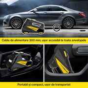 Compresor auto portabil NextWave 12V, manometru digital, 150 PSI, galben-negru