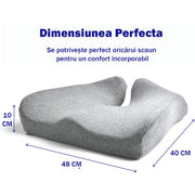 Perna ortopedica sezut NextWave®️, din spuma cu memorie, Coccis, pentru scaun de birou sau masina, husa detasabile, respirabila si antialunecare, protectie zona Lombara, Sciatica, Dureri de sold, Hemoroizi