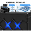 Carucior turistic pliabil NextWave®, pliere rapida si compacta, capacitate 99, 8 kg, maner ergonomic reglabil anti-cadere, roti silentioase pivotante 360°, cadru din otel carbon si material Oxford 600D, pentru gradina, plaja si camping, Negru
