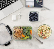 Set 12 Caserole Alimentare din sticla NextWave, Capace Etanse, Depozitare Frigider si Congelator, Potrivite pentru Microunde, Fara BPA, Inchidere cu 4 Clipsuri, Usor de Curatat, Transparent