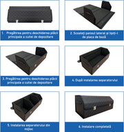 Organizator portbagaj auto Premium NextWave®️, Multifunctional, Pliabil, Rezistent, Manere Laterale, Prindere cu catarame, 3 compartimente mari, 75x31x30 cm, Rosu Negru