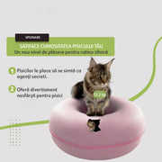 Pat pentru pisici si animale mici NextWave®, Culcus cu fereastra ventilata, design tunel detasabil, rezistent la zgarieturi, 60 x 28 cm, roz