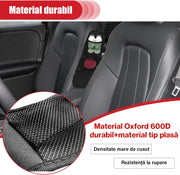 Set 2 huse laterale depozitare auto NextWave®️, organizatoare cu plasa si buzunare multiple pentru accesorii, montaj universal pe scaune, prindere elastica rezistenta, material durabil, dimensiuni 58,2×14×7,9 cm