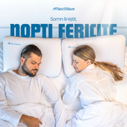 Perna ortopedica pentru dormit NextWave, Spuma cu Memorie cu gel ventilata, Husa detasabila cu 2 zone termice, ergonomica pentru Gat si Suport Cervical, Ideala pentru dormitul lateral, spate sau stomac, ferma