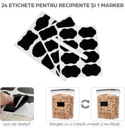 Set 24 cutii depozitare alimente NextWave® – plastic alimentar transparent fara BPA, inchidere ermetica, reutilizabile si stivuibile, ideale pentru organizarea bucatariei si depozitarea cerealelor, fainii, zaharului, orezului si altor alimente uscate