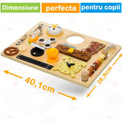 Placa senzoriala NextWave®, tabla de activitati Montessori din lemn cu 14 activitati educationale pentru invatarea abilitatilor motorii fine, jucarie de calatorie pentru copii pentru fete si baieti