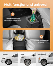 Cos de gunoi auto NextWave®️, capacitate 7,6 L, design pliabil cu capac, buzunare laterale pentru depozitare, material Oxford impermeabil cu captuseala anti-scurgere, dimensiuni 14×20×26 cm, Negru