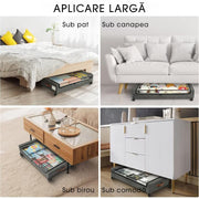 Set de 2 Organizatoare sub pat cu roti NextWave®️, capacitate mare, organizarea pantofilor, hainelor si paturilor, mobilitate si depozitare usoara, design inteligent, 73 x 43 x 17 cm, gri