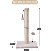 Ansamblu de joaca pentru pisici, NextWave, stalp pentru zgariat din sisal natural, bila suspendata, gri, 54cm