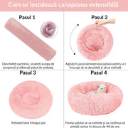 Pat Pentru Caini Sau Pisici NextWave®, pentru animale de companie, Rotund, Antiderapant, Confortabil Si Usor De Curatat, Universal, Diametru 60 Cm, Roz