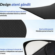 Perna ortopedica NextWave® pentru scaun – spuma cu memorie de inalta densitate, design ergonomic, husa detasabila respirabila, baza antiderapanta, pentru ameliorarea durerilor de sciatica, coccis, hemoroizi si spate, 46×41×5,6 cm, negru