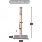 Ansamblu de joaca pentru pisici, NextWave, stalp zgariat sisal, 2 bile suspendate, gri, 85cm