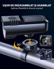 Set Lumini Bicicleta, Trotineta Fata Spate BeGenius®, Far si Stop Reincarcabil USB, Far 8 Moduri si Stop cu 7 Moduri de Functionare, Vizibil pe Timp de Noapte si Zi, Montaj Simplu si Rapid, Rezistent la Apa IP65, Negru
