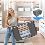 Set 6 huse depozitare cu fermoar NextWave®️, Organizator pentru haine, Cu fereastra transparenta, Rezistent la praf si umiditate, Usor de pliat si curatat, depozitare practica pentru haine, paturi, pantofi, jucarii de plus, 60*40*33cm, Gri