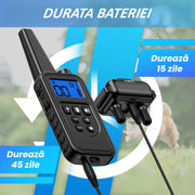 Zgarda Electrica pentru Dresaj Caini, 7 moduri de Dresaj, 99 Nivele de Vibratii, Reincarcabila, Ghid Dresaj, Raza Actiune 800m, Rezistenta la Apa si Praf, Electrozi Cauciucati, Protectie Piele, Power Saving, Pretabil Vanatoare, Circumferinta pana la 66 c
