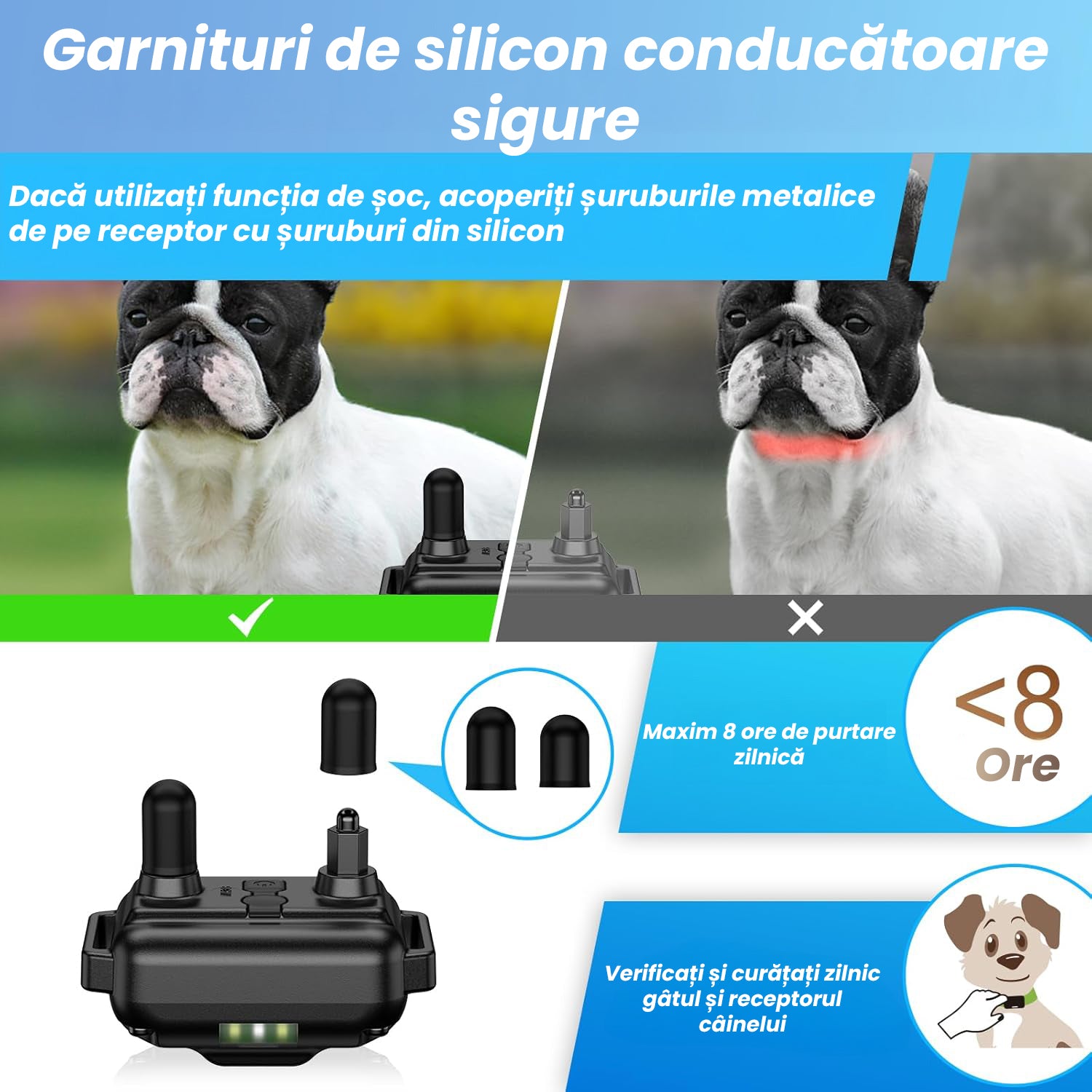 Zgarda Electrica pentru Dresaj Caini, 7 moduri de Dresaj, 99 Nivele de Vibratii, Reincarcabila, Ghid Dresaj, Raza Actiune 800m, Rezistenta la Apa si Praf, Electrozi Cauciucati, Protectie Piele, Power Saving, Pretabil Vanatoare, Circumferinta pana la 66 c