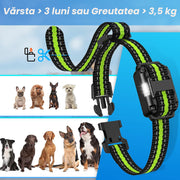 Zgarda Electrica pentru Dresaj Caini, 7 moduri de Dresaj, 99 Nivele de Vibratii, Reincarcabila, Ghid Dresaj, Raza Actiune 800m, Rezistenta la Apa si Praf, Electrozi Cauciucati, Protectie Piele, Power Saving, Pretabil Vanatoare, Circumferinta pana la 66 c