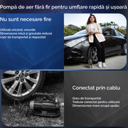 Compresor portabil electric NextWave® – pompa de aer reincarcabila 6000 mAh, presiune 0, 1-10, 3 bar (150 PSI), display digital, LED iluminare, 4 moduri presetate pentru masina, motocicleta, bicicleta si mingi, incarcare USB-C