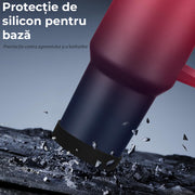 NextWave® Cana termoizolanta 1180 ml cu maner si capac etans – inox premium, pereti triplu izolati, pastreaza bauturile reci 34h si calde 10h, cu paie reutilizabile si perie de curatare, baza anti-alunecare, neagra