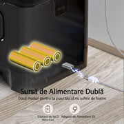 Hranitor Automat Digital Pisici si Caini NextWave®, Dispenser 4L, Rezervor Transparent, Mesaj Vocal Personalizat, 4 Mese/Zi, Control Portii, Hrana Uscata, Anti-Blocare, Protectie Antifurt, Bol Inox, Alimentare Dubla Retea/Baterii, Usor de Curatat, Negru