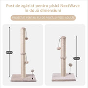 Ansamblu de joaca pentru pisici, NextWave, stalp pentru zgariat din sisal natural, bila suspendata, gri, 54cm