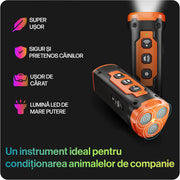 Dispozitiv antilatrat pentru caini, aparat cu ultrasunete si lanterna, 3 emitatoare sonice cu raza ultra-lung, descurajeaza latratul, potrivit pentru toate taliile, reincarcabil, alternativa la zgarda anti-latrat cu socuri, portocaliu