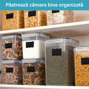Set 10 recipiente ermetice pentru depozitare alimente NextWave® – plastic BPA Free, capace sigilabile, stivuibile, pentru organizare bucatarie si camara, ideale pentru cereale, orez, faina, zahar, paste si leguminoase