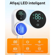 Sterilizator UV Portabil pentru 2 Periute de Dinti BeGenius ®, Suport Periute Dinti Inteligent cu Functie de Uscare, Senzor Deschidere-Inchidere automata, Montaj facil fara gauri, Eficienta Dezinfectare 99.99%, Dezinfectare Continua 24/7, Display HD, Alb