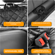 Husa scaune auto protectie si transport animale NextWave®️, universala, taxi, ride sharing, caini, pisici ofera protectie bancheta spate, antialunecare, impermeabila, Piele PU, 133cm, neagra