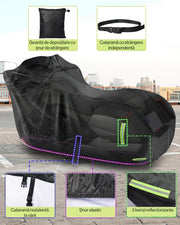 Husa motocicleta NextWave® XXL 245×104×125 cm – impermeabila, rezistenta la vant si praf, protectie UV, cu benzi reflectorizante si curele de fixare, compatibila si pentru 2–3 biciclete