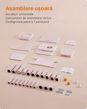 Ansamblu de Joaca pentru pisici, NextWave®, tip turn, 2 platforme de observatie, 3 niveluri, 2 casuta, 5 stalpi pentru zgariat, hamac, mingiute de joaca, inaltime 155 cm, roz