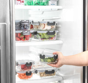 Set 12 Caserole Alimentare din sticla NextWave, Capace Etanse, Depozitare Frigider si Congelator, Potrivite pentru Microunde, Fara BPA, Inchidere cu 4 Clipsuri, Usor de Curatat, Transparent