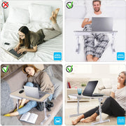 Masa laptop pliabila si reglabila NextWave® – stand multifunctional portabil pentru pat, canapea si birou, 60x40 cm, cu suport pentru tableta si telefon, utilizare ca masa mic dejun, birou de studiu sau suport de scris, design ergonomic si usor de depozit