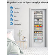 Organizator de usa NextWave®️, 5 compartimente, depozitare pe perete cu raft, material netesut, pliabil, spatiu de depozitare suplimentar, potrivit pentru dormitorul de acasa, camin, depozitare, baie, sufragerie, bucatarie, gri