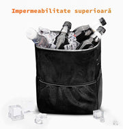 Cos de gunoi auto NextWave®️, capacitate 7,6 L, design pliabil cu capac, buzunare laterale pentru depozitare, material Oxford impermeabil cu captuseala anti-scurgere, dimensiuni 14×20×26 cm, Negru