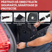 Organizator portbagaj auto pliabil NextWave®️ L, compartimentare personalizabila cu subdivizor detasabil, 2 buzunare mari fata si spate, 8 buzunare laterale, baza rigida, material Oxford rezistent la apa, dimensiuni 60×37 cm